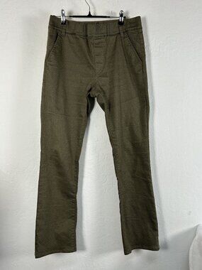 Bevy Flog Womens Olive Green Geometric Trouser Pants Size 29 Stretch